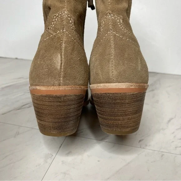 New! Dolce Vita Solow Tan Suede Western Bootie 7 - Picture 4 of 15